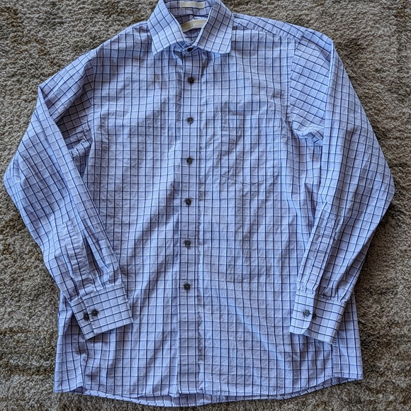 Michael Kors Men's Lavender Purple Plaid Button Down Shirt Size Large 16 34/35 - Picture 3 of 8